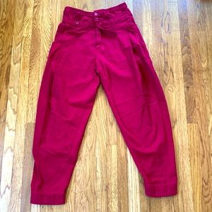 Vintage pleated barrel pants bright red size 32
